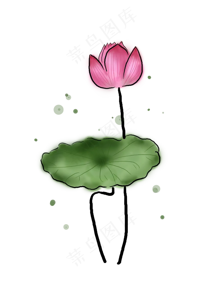 夏至手绘淡彩荷花(3508X4961(DPI:300))psd模版下载