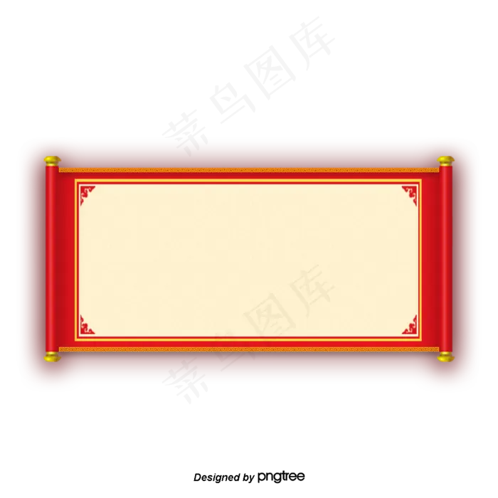红色车窗卷轴,免抠元素