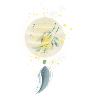 中国风圆形竹子纸灯,免抠元素