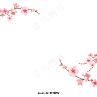 粉红樱花框架装饰,免抠元素