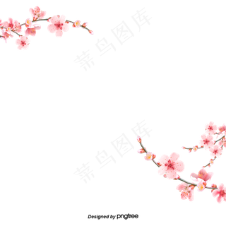 粉红樱花框架装饰,免抠元素