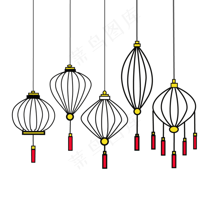 创意条纹灯笼装饰图案,免抠元素