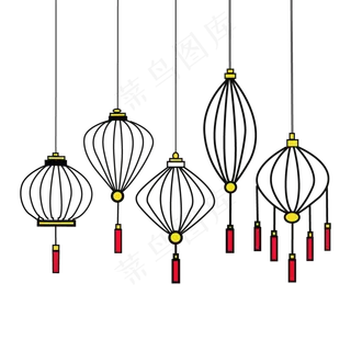 创意条纹灯笼装饰图案,免抠元素