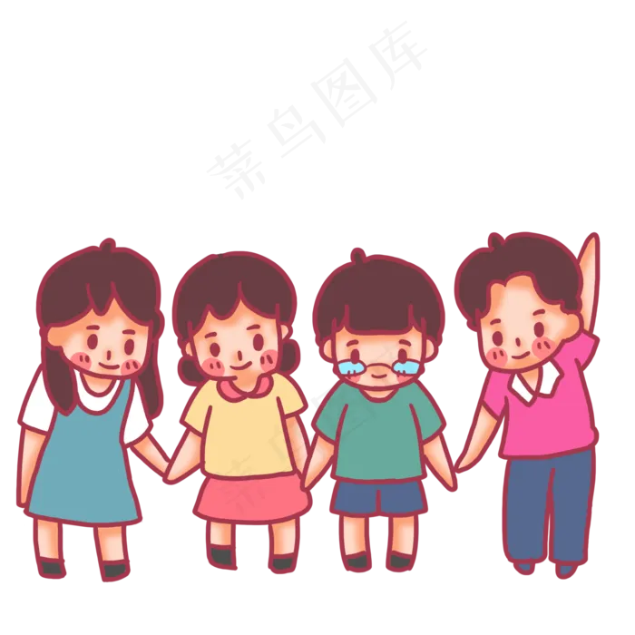 手拉手的小伙伴们儿童,免抠元素(2000*2000px 300 dpi )psd模版下载