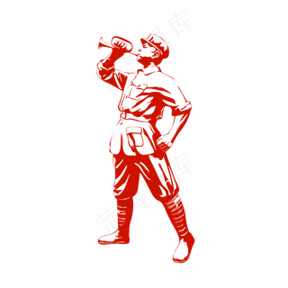 吹号子的革命战士剪影