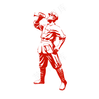 吹号子的革命战士剪影