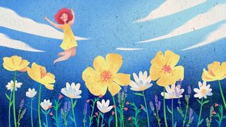 扁平风春天花海风景