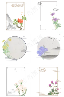 中国风渐变复古鎏金花卉边框