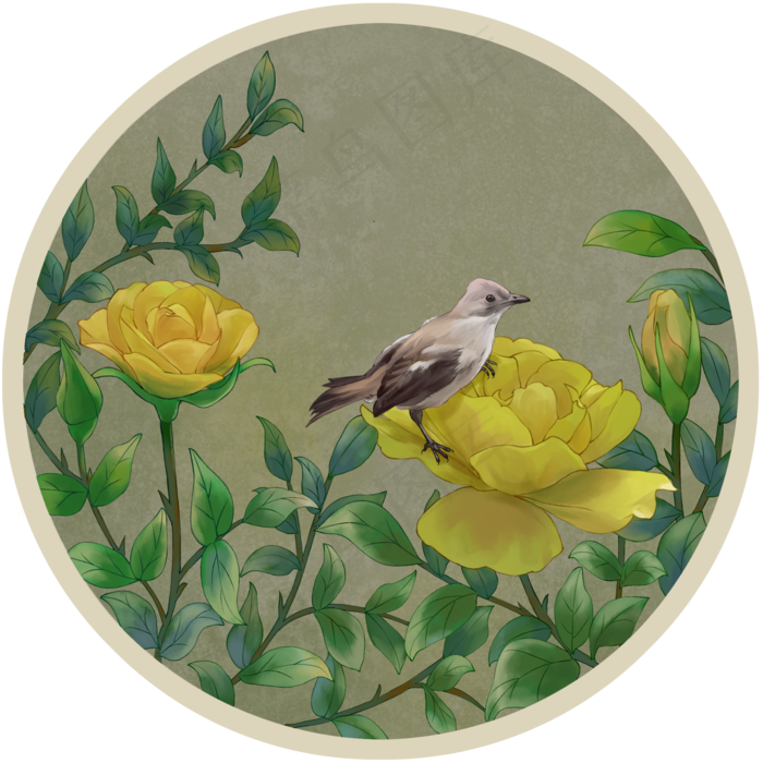 复古缠枝花卉工笔花鸟玫瑰,免抠元素