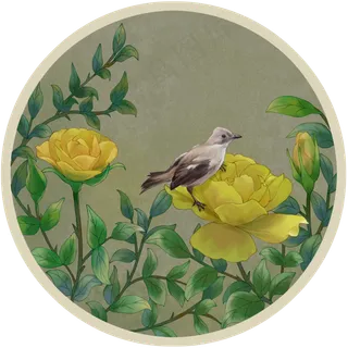 复古缠枝花卉工笔花鸟玫瑰,免抠元素