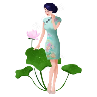 卡通三八妇女节美丽女性之古典女,免抠元素 卡通三八妇女节美丽女性之古典女,免抠元素