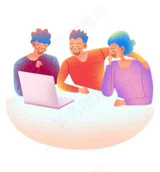 扁平商务噪点人物项目合作,免抠元素