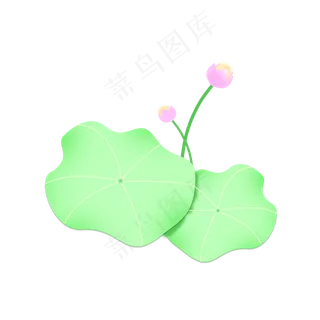 鲜绿色的荷叶荷花免抠图