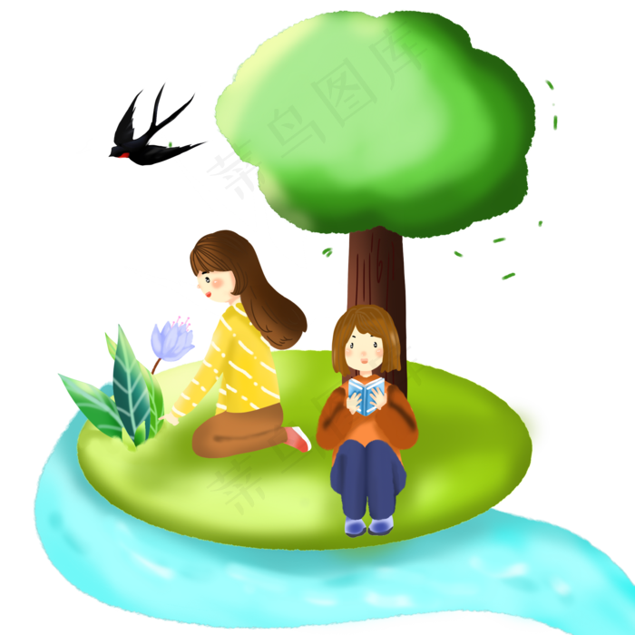 手绘立春燕子插画,免抠元素