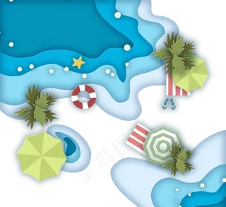 精美的夏日岛屿旅行剪纸