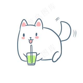 喝饮料的小萨摩