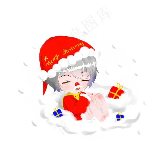 圣诞节之可爱动漫圣诞老人平安夜,免抠元素(2000X2000(DPI:300))psd模版下载