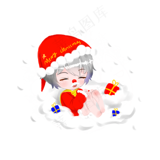 圣诞节之可爱动漫圣诞老人平安夜,免抠元素