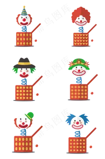 盒子里出来6种不同造型扁平化小