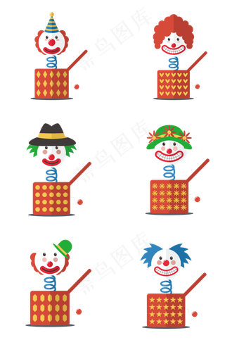 盒子里出来6种不同造型扁平化小