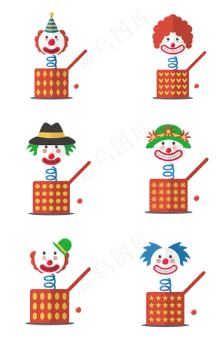 盒子里出来6种不同造型扁平化小