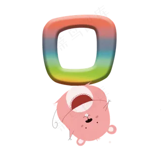 2020可爱老鼠肥鼠数字零彩虹,免抠元素