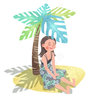 立夏沙滩度假女孩