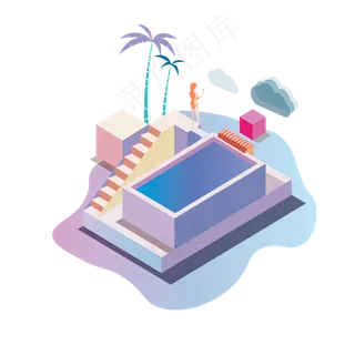 立体夏日场景素材