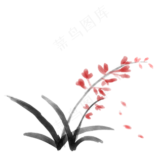 手绘植物中国风元素