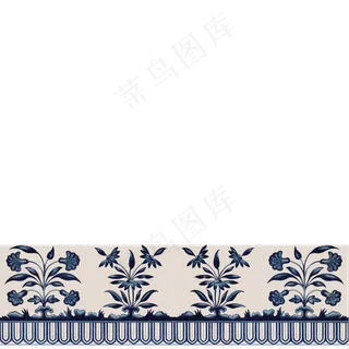 中国素雅青花瓷花卉装饰边框,免抠元素