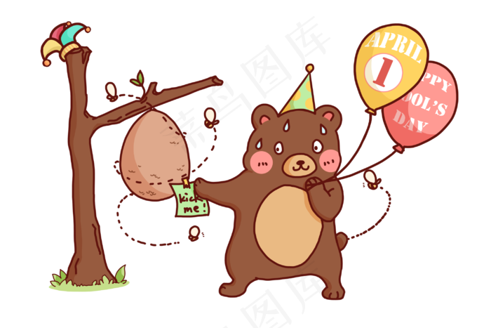 愚人节小熊和气球