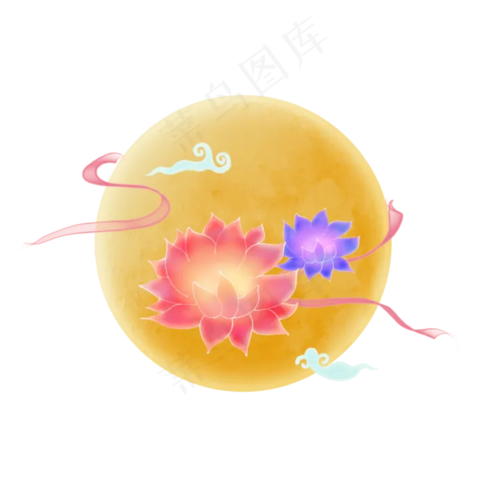 中秋节荷花元素(2000X2000(DPI:300))psd模版下载