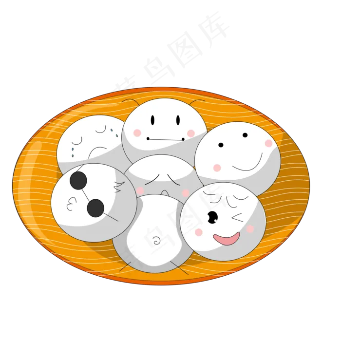 一盘可爱的汤圆表情包,免抠元素(2000*2000px 300 dpi )psd模版下载