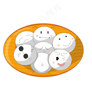 一盘可爱的汤圆表情包,免抠元素