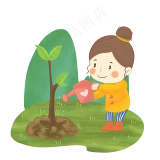 植树节浇树的小女孩