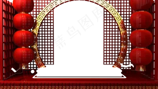 2019年C4D风格红色喜庆边框,免抠元素