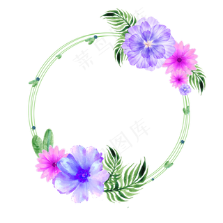 手绘免扣水彩花朵