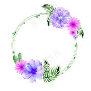 手绘免扣水彩花朵