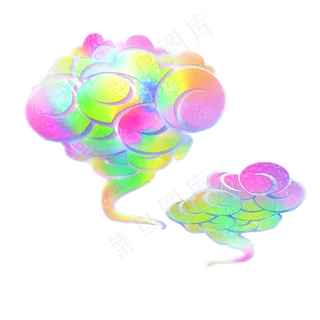 彩色渐变祥云云朵