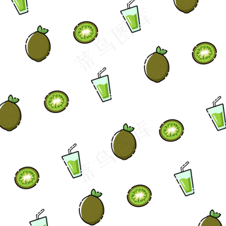 小清新风手绘浅绿色水果