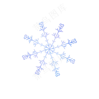 手绘小清新冬日蓝色雪花可商用装,免抠元素
