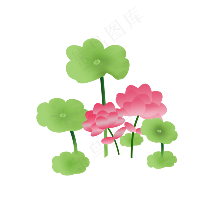 荷叶荷花绿色植物元素(2000X2000(DPI:300))psd模版下载