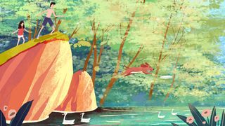 暑假大家出去河边游玩小清新