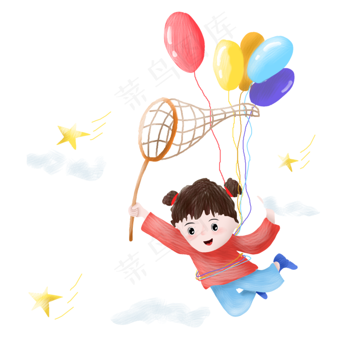 儿童节抓星星女孩