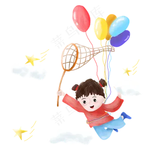儿童节抓星星女孩