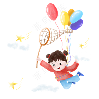 儿童节抓星星女孩