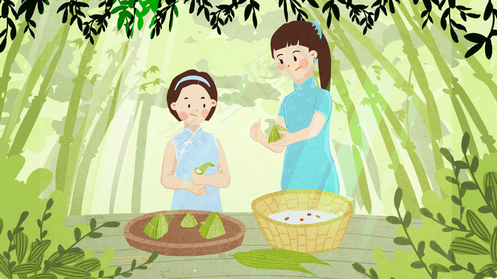 六月你好竹林包粽子