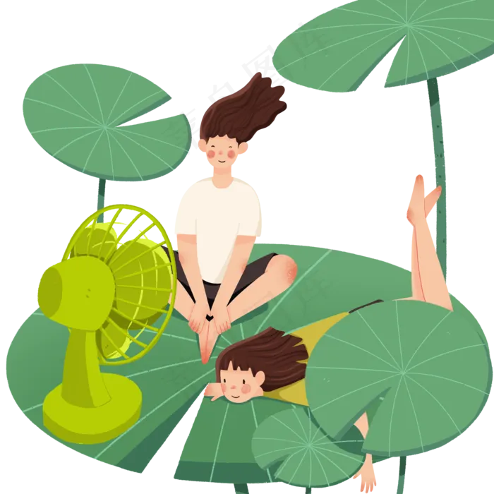 处暑节气吹风扇,免抠元素(2000*2000px 300 dpi )psd模版下载