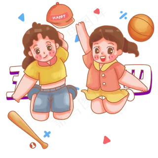 跳起来的活泼少女