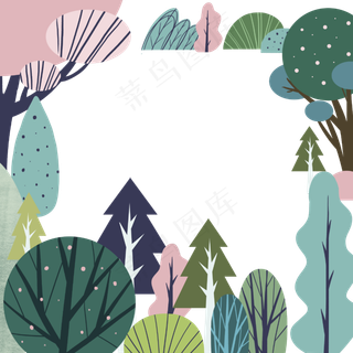森林装饰边框树林植物PNG